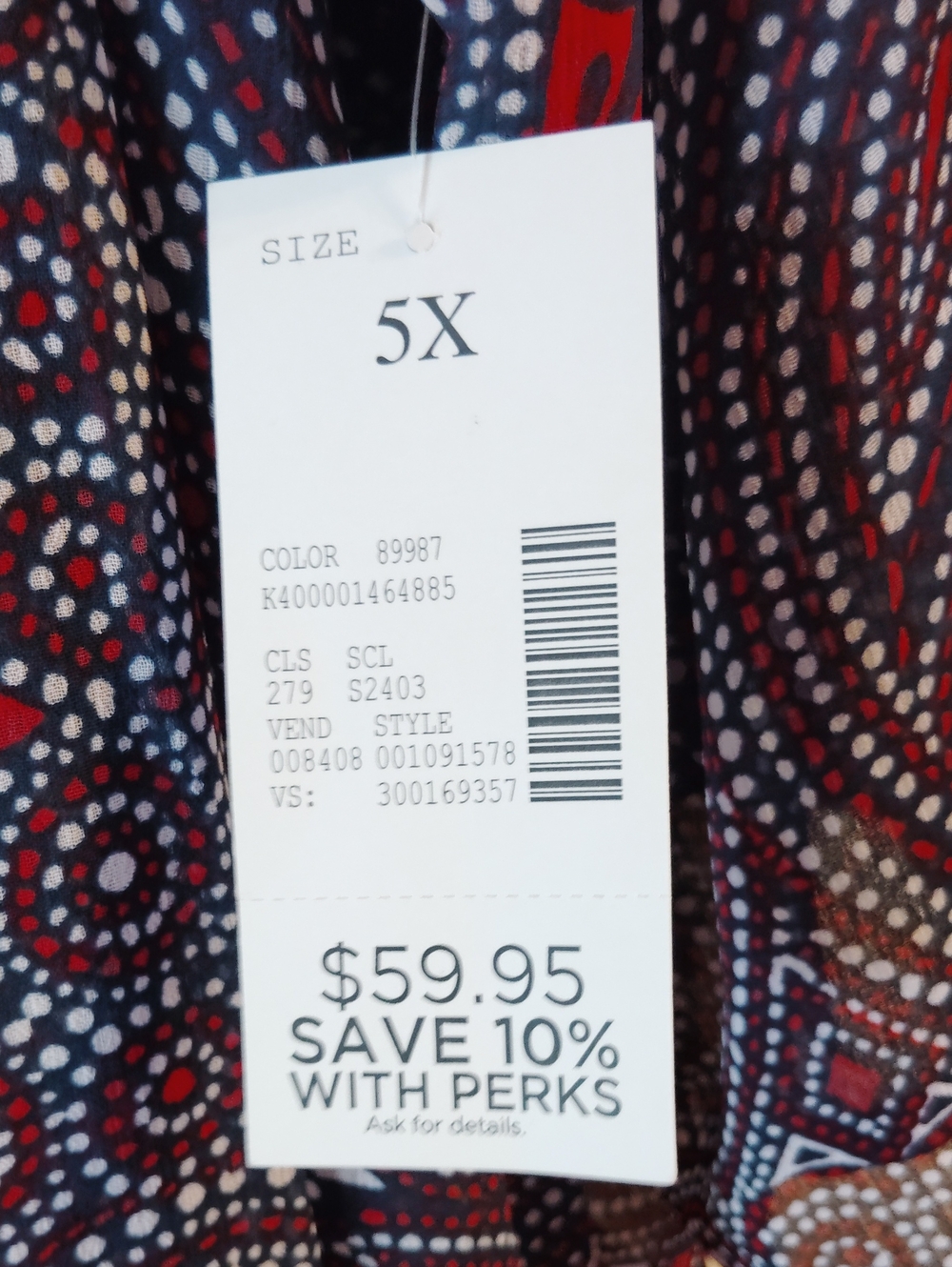 Catherines Navy, Red & White Sheer Printed Kimono - Picture 3 of 5